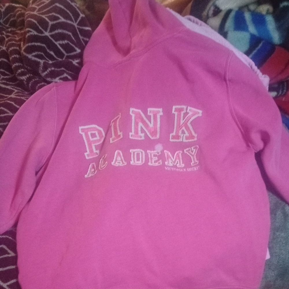 Bright Pink Pullover Hoodie with Fleece Material and Large Text